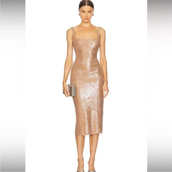 Price firm NWT Camila Coelho Veda Midi Dress in Neutral - Picture 7 of 7